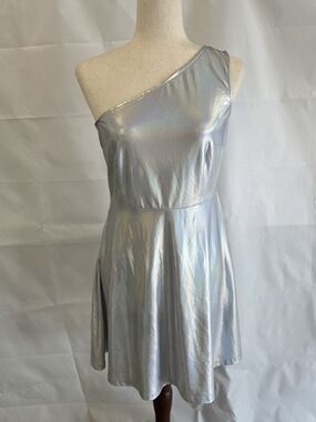 Title: 

Allegra‎ K Silver Holographic One Shoulder Mini Dress Disco Rave Y2K S